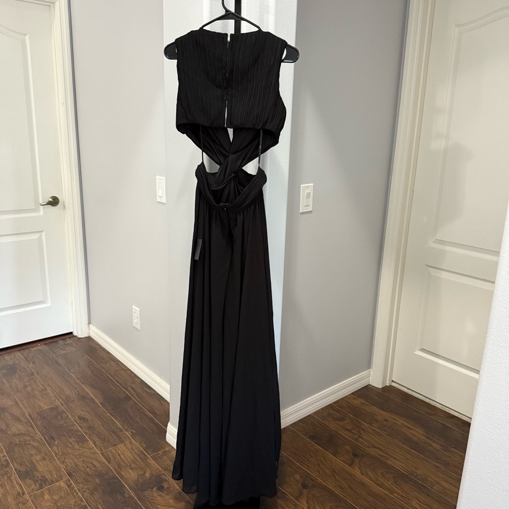 NWT Lulus Vivid Imagination Black Cutout Maxi Dress Formal Evening Textured - Picture 7 of 9